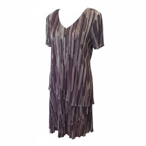 Connected Apparel plissé Foil Purple Tiered Women's Dress, Size 16